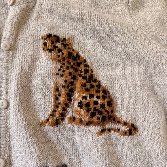 Marisa Christina Beige Animal Safari Cardigan Natural Fibers Cotton & Linen - Picture 6 of 10